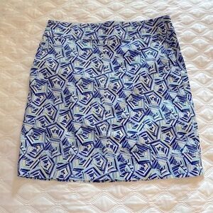Talbots  blue/green canvas A line pencil skirt. Size 8